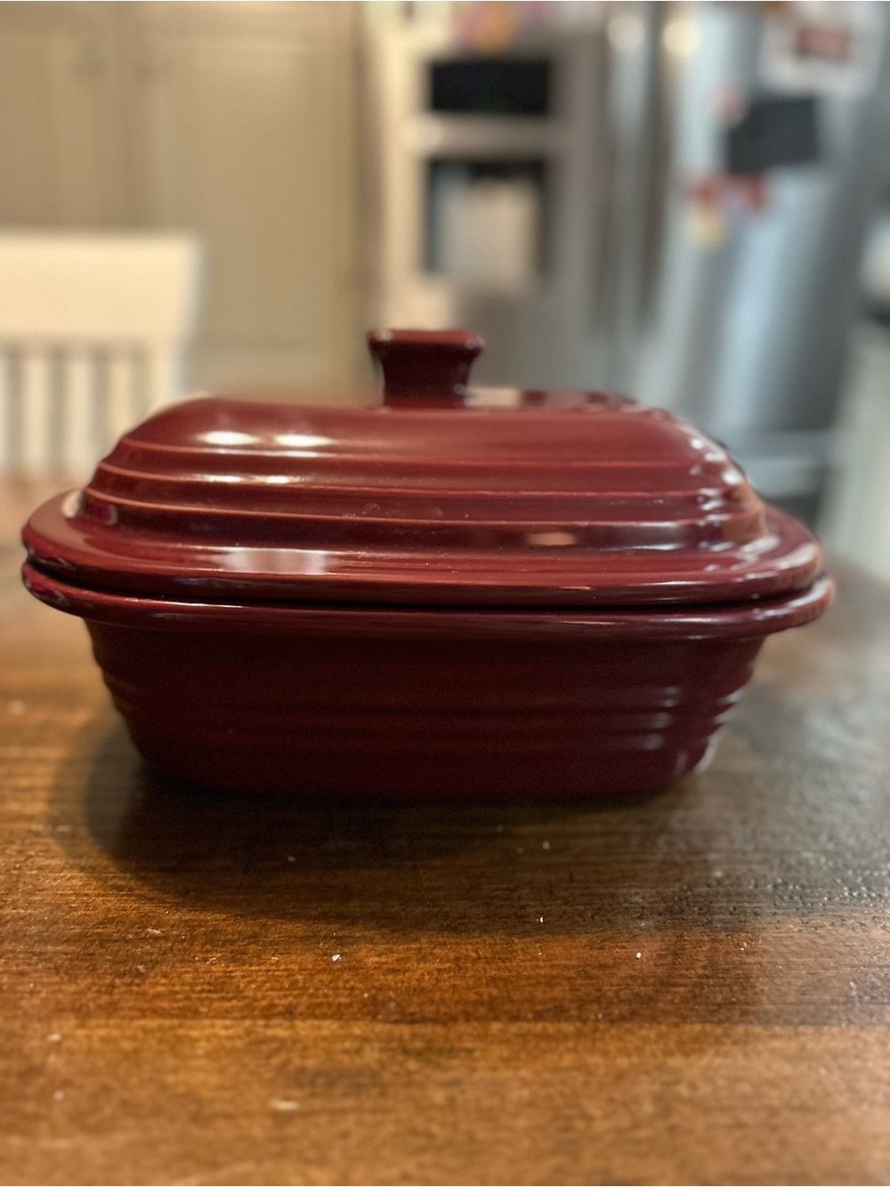 Pampered Chef 3.1Qt 3L Cranberry Deep Covered Baker Roaster Dutch Oven Stoneware